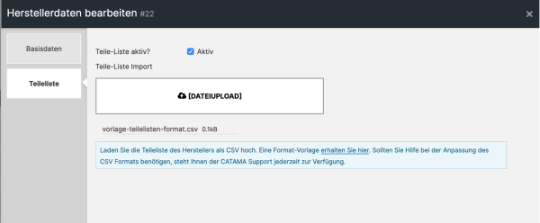 CATAMA Teilelisten Import