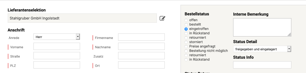 CATAMA - Wareneingangsbuchung von Bestellungen