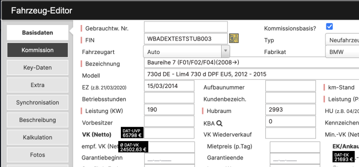CATAMA Kfz Software mit DAT Schnittstelle